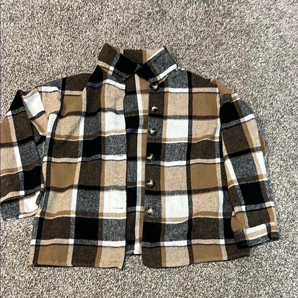 Plaid Kids Shirt - Black, Brown, and White